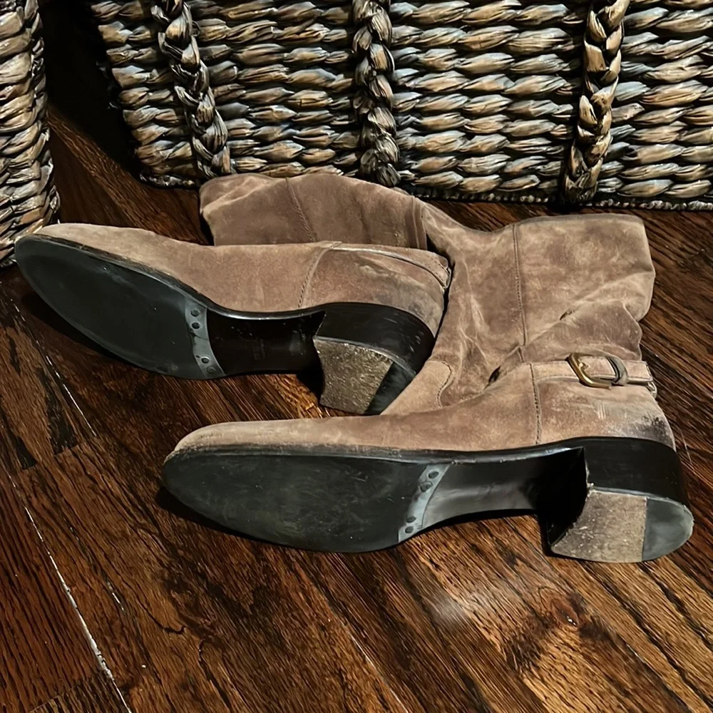 PRADA Size 40 (10) Narrow Fit Slouchy Brown Suede Boot Reeled - Picture 4 of 9